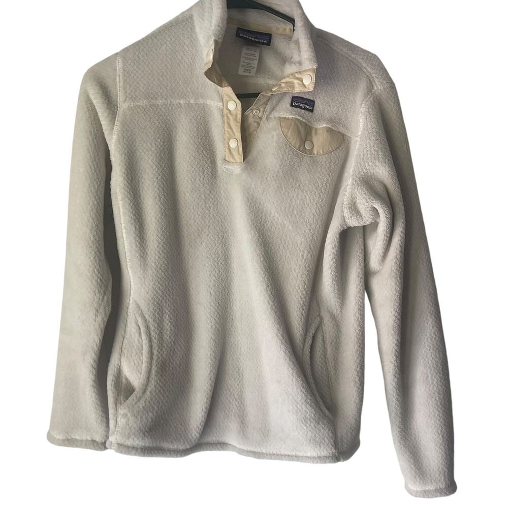 Patagonia Big Girls Size XL White‎ Snap T Pullover Fleece Outdoor Sweater